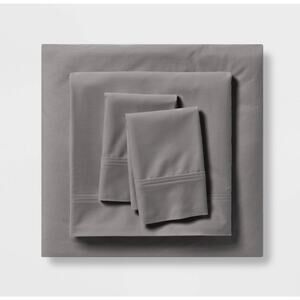 Threshold Queen Size Solid Gray 400 Thread Count Sheet Set